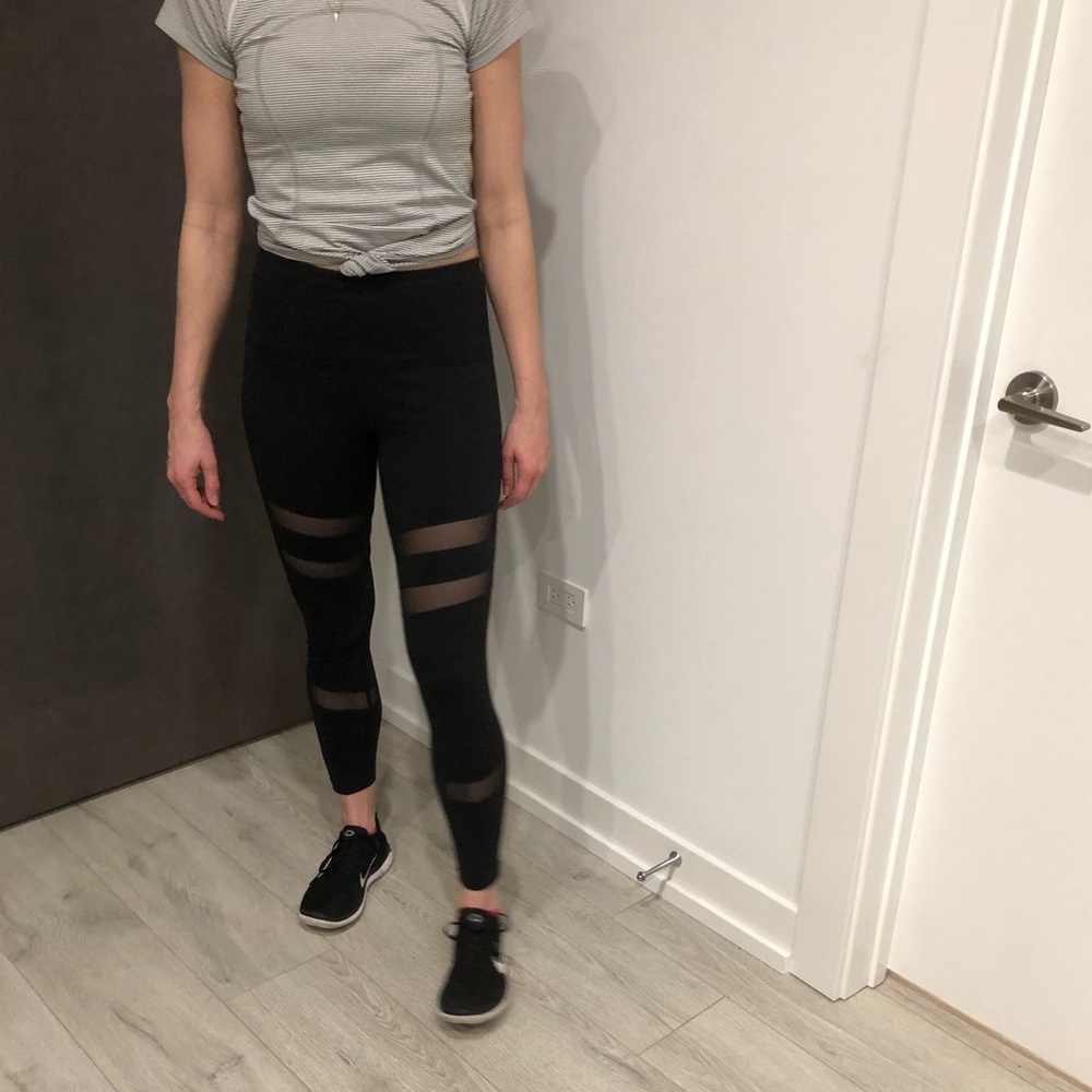 Zella black leggings high rise w/ c-thru detail